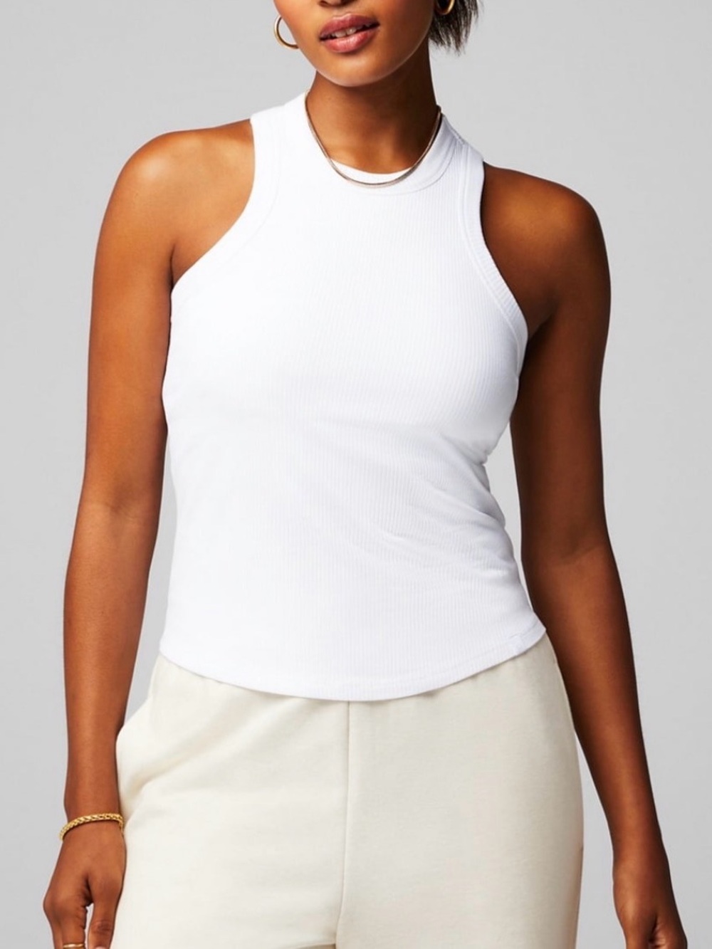 High Neck Rib Built-In Bra Tank